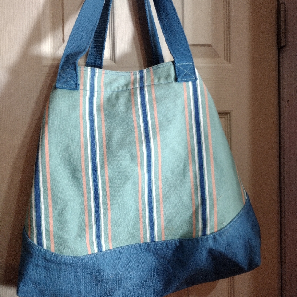 LIFE IS GOOD Love Heart Beach  LARGE CANVAS TOTE BAG EUC - Picture 2 of 9